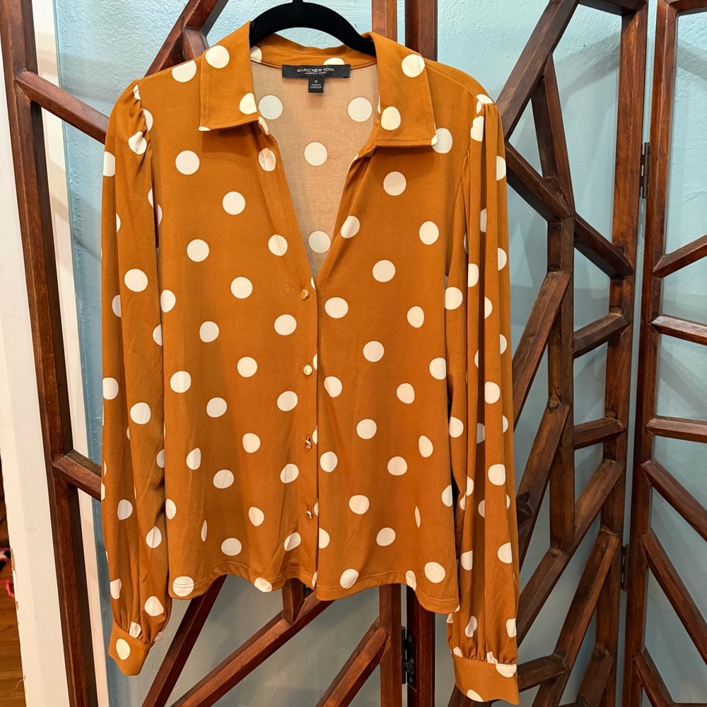 Polka Dot Button-Up Blouse | M - Picture 1 of 3
